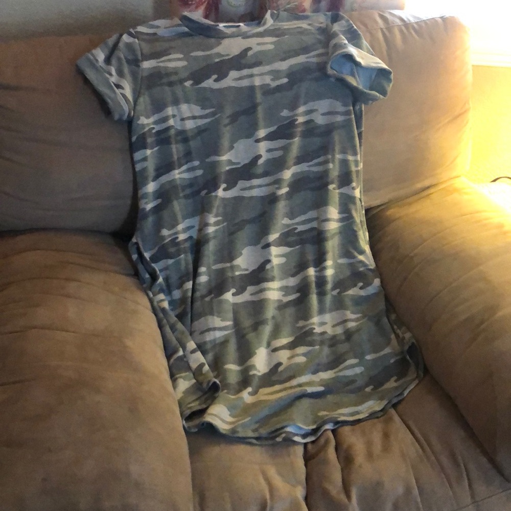 Jersey knot camouflage dress with pockets